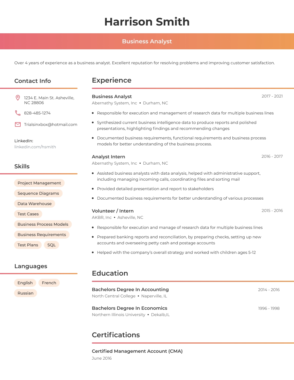 Resume example